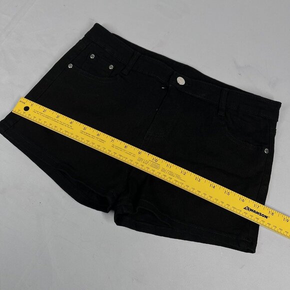 Denim Shorts Crotchless Zip Open Crotch Black Womens Small 5/6 - Picture 12 of 12